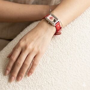 HARAJUKU LOVERS Red Cute Character Leather Strap Watch.